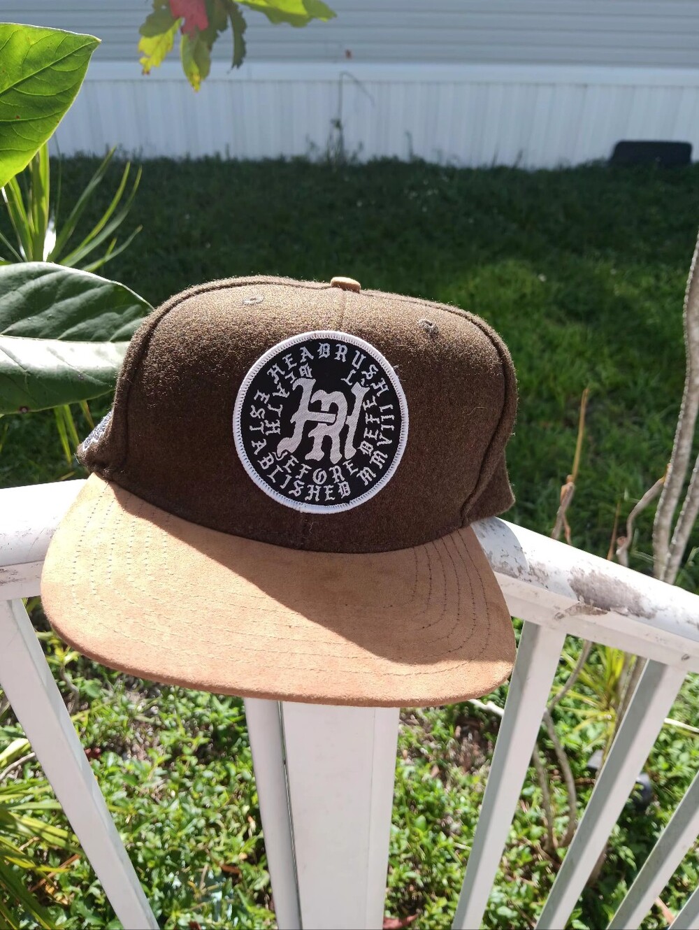 Headrush Mens Adjustable Kshki Green Wool Cap With Tan Suede Bill